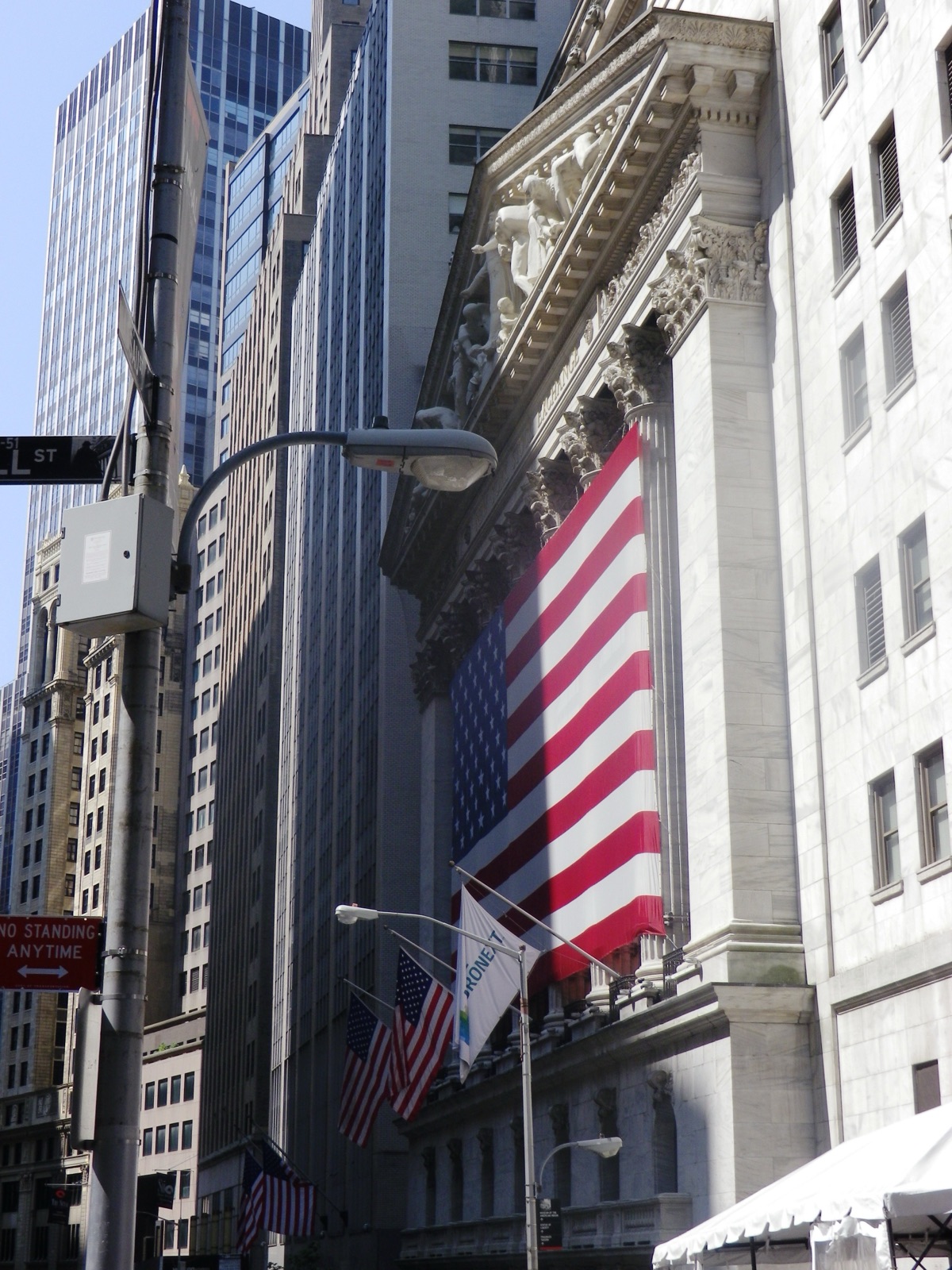 The New York Stock Exchange facade on Wall Street